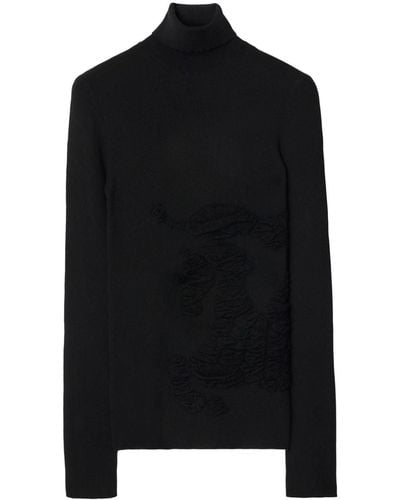 Burberry Equestrian Knight-motif Roll-neck Sweater - Black