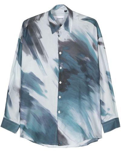 Costumein Abstract-print silk shirt - Bleu