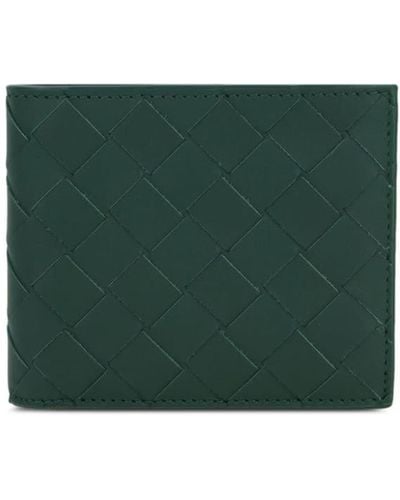 Bottega Veneta Intrecciato Bi-fold Leather Cardholder - Green