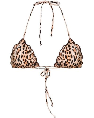 Mc2 Saint Barth Sagittarius Leopard-print Bikini Top - Metallic