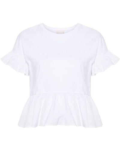 Liu Jo Gerüschtes T-Shirt - Weiß