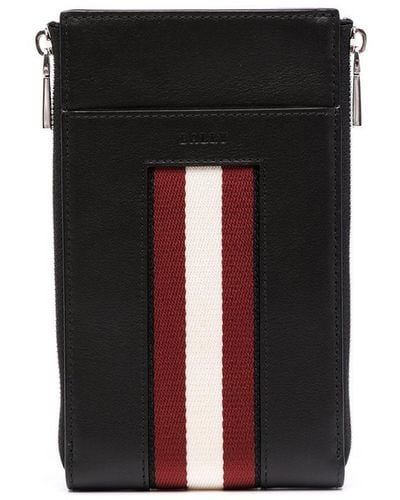 Bally Logo-stripe Leather Phone Case - Black