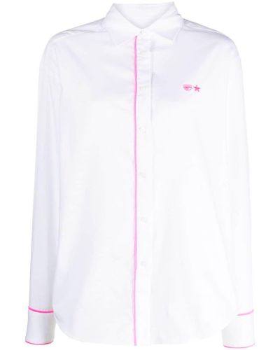 Chiara Ferragni Embroidered-logo Long-sleeve Shirt - White
