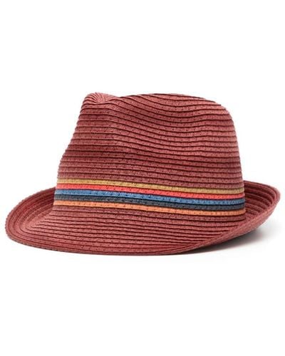 Paul Smith Lipodo Stripe-detail Straw Hat - Red
