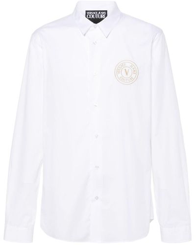 Versace Hemd aus Popeline mit Logo - Weiß