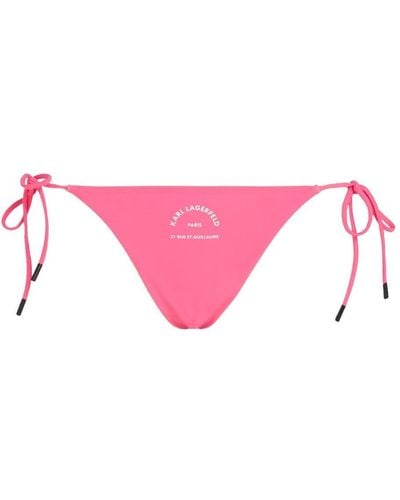 Karl Lagerfeld Rue St.guillaume-print Low-rise Bikini Bottoms - Pink