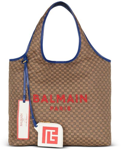 Balmain Handtasche mit Monogramm-Print - Braun
