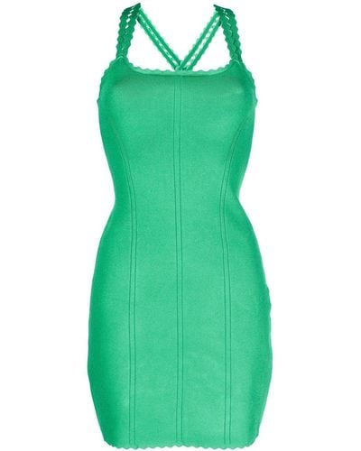 Victoria Beckham Scalloped Cross-strap Mini Dress - Green