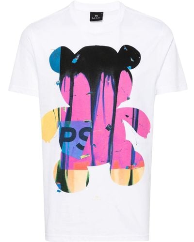 PS by Paul Smith Teddy Bear-print Cotton T-shirt - Pink