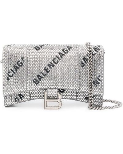 Balenciaga Rhinestone Hourglass Wallet-on-chain - Gray