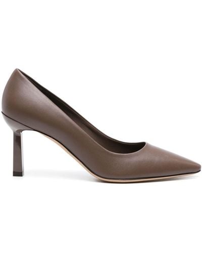 Ferragamo Clay 85mm Leather Court Shoes - Brown