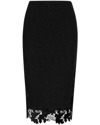 Oscar de la Renta Guipure-lace Velvet Pencil Skirt - Black