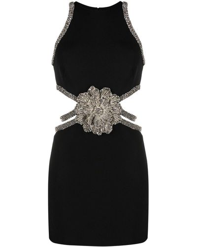 Loulou Luna Crystal Floral-embellished Minidress - Black