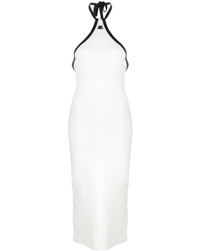 Courreges Contrasting-trim Cotton Dress - White