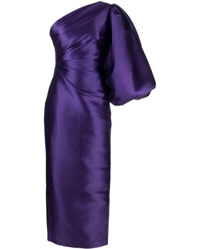 Solace London Aurelia One-sleeve Twill Maxi Dress - Purple