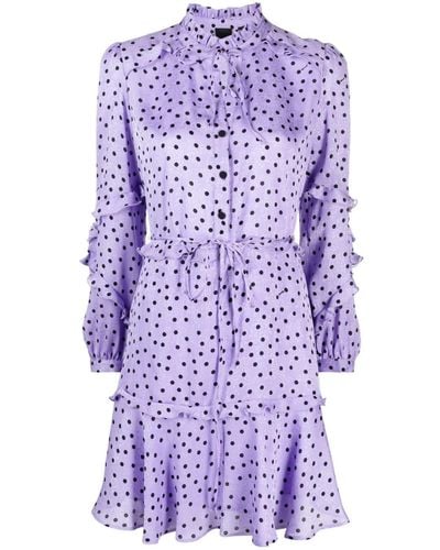 Pinko Floral And Polka Dot-print Minidress - Purple