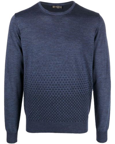 Corneliani Gradient Effect Crew Neck Sweater - Blue