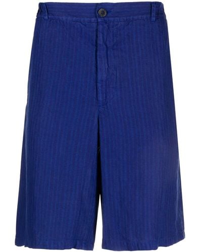 120% Lino Linnen Bermuda Shorts - Blauw