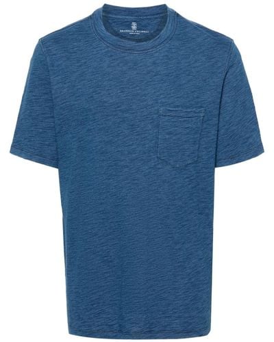 Brunello Cucinelli Meliertes T-Shirt - Blau