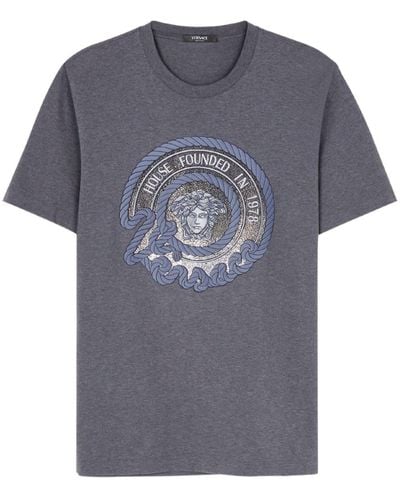 Versace T-shirt en coton à motif Medusa Head - Gris