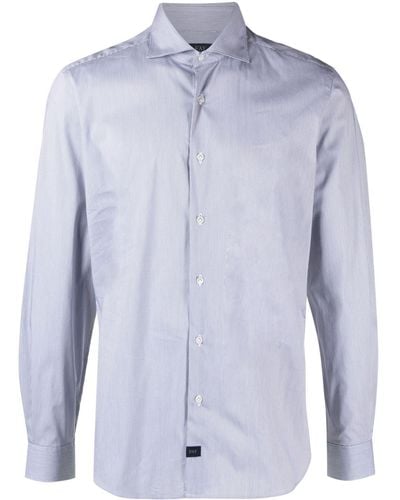 Fay Long-sleeve Cotton-blend Shirt - Blue