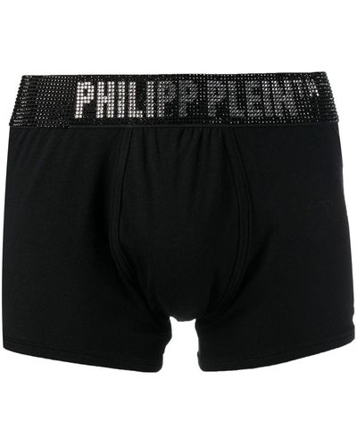 Philipp Plein Boxer Stones à logo strassé - Noir