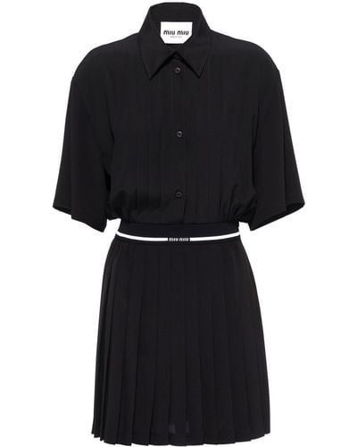 Miu Miu Crepe De Chine Shirt Dress - Black