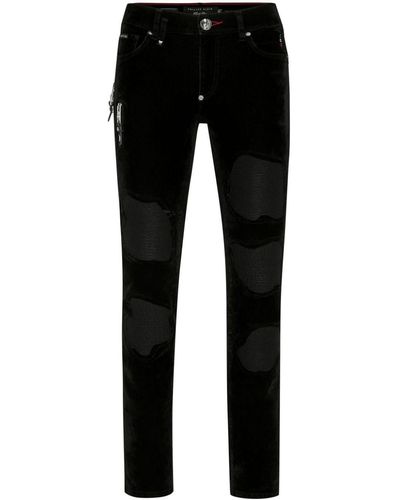 Philipp Plein Rock Star Ribbed-panels Skinny Jeans - Black