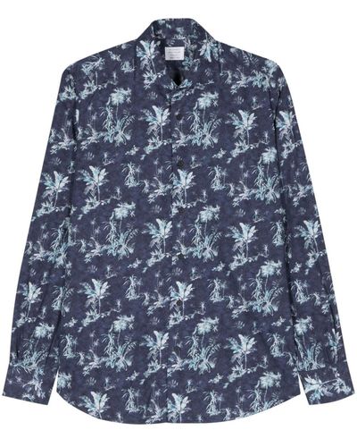 Mazzarelli Camisa con estampado botánico - Azul