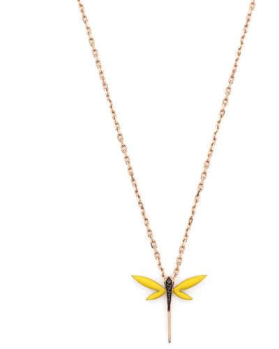 Anapsara 18kt Yellow Gold Mini Dragonfly Diamond Necklace - Metallic