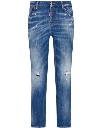 DSquared² Ripped Straight-leg Jeans - Blue