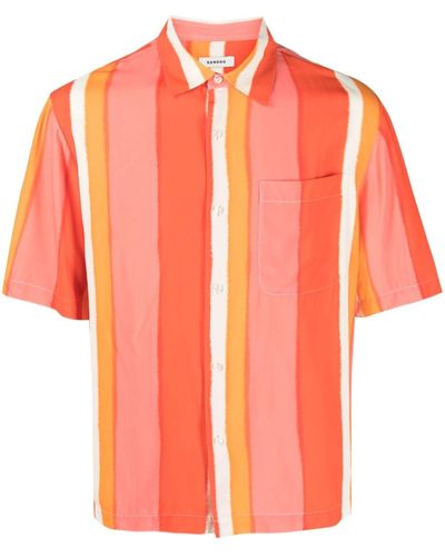 Sandro Striped Short-sleeve Shirt - Orange