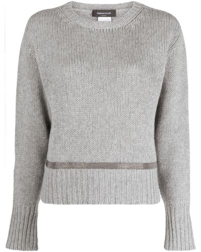 Fabiana Filippi Round-neck Stripe-detail Sweater - Gray