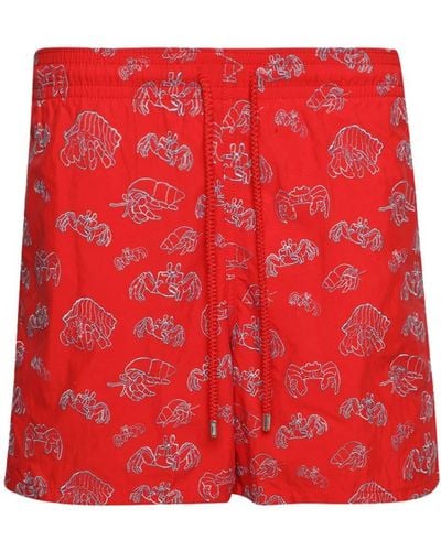 Vilebrequin Mistral Hermit Crabs-print Swim Shorts - Red