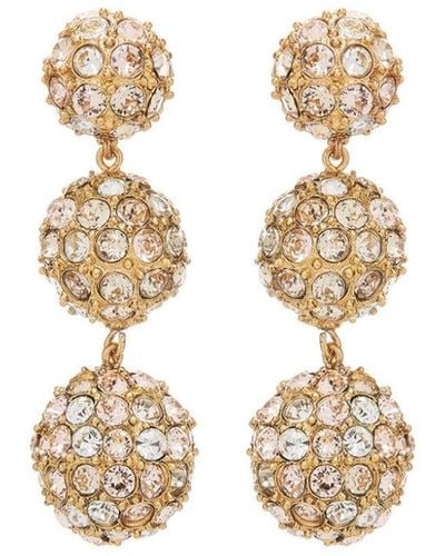 Oscar de la Renta Crystal Ball Drop Earrings - White