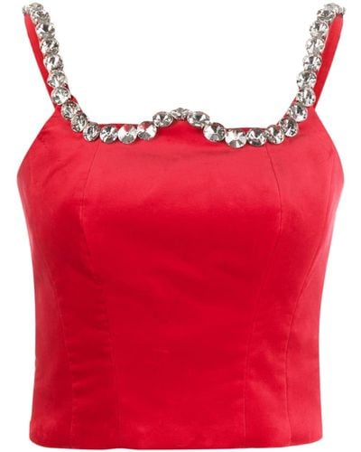 Vivetta Crystal-embellished Cropped Tank Top - Red