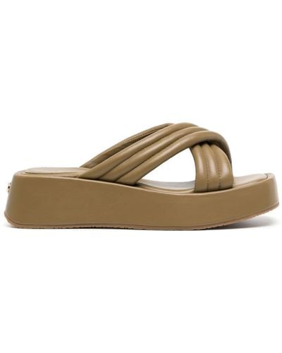 Dee Ocleppo Sicily 50mm Platform Leather Sandals - Brown