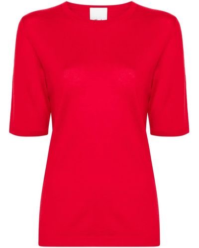 Allude Virgin Wool Knitted Top - Red