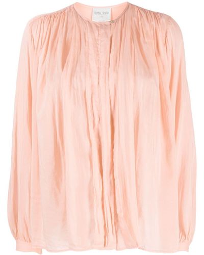 Forte Forte Gathered Cotton-blend Blouse - Pink