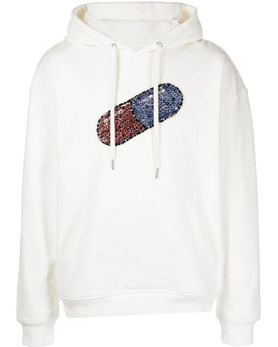 God's Masterful Children Pill Crystal-embellished Hoodie - White