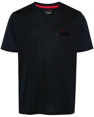 Kiton T-Shirt mit beflocktem Logo - Schwarz