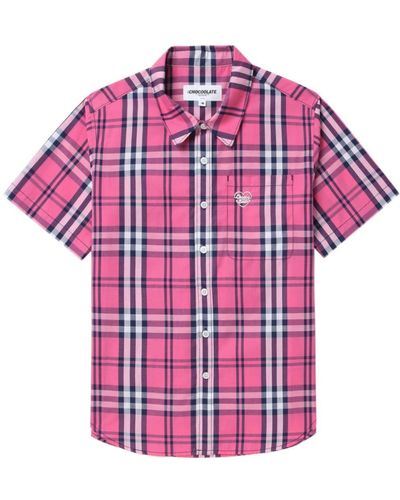 Chocoolate Logo-embroidered Checked Shirt - Pink