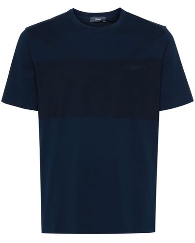 Herno Logo-Debossed Scuba T-Shirt - Blue