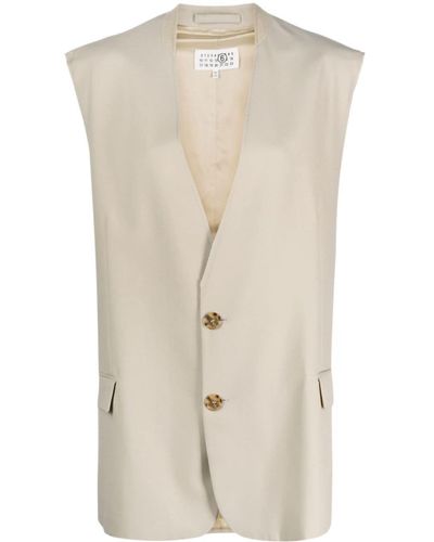 MM6 by Maison Martin Margiela Gilet Met Enkele Rij Knopen - Naturel