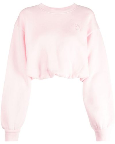 Sandro Logo-embroidered Cropped Sweatshirt - Pink