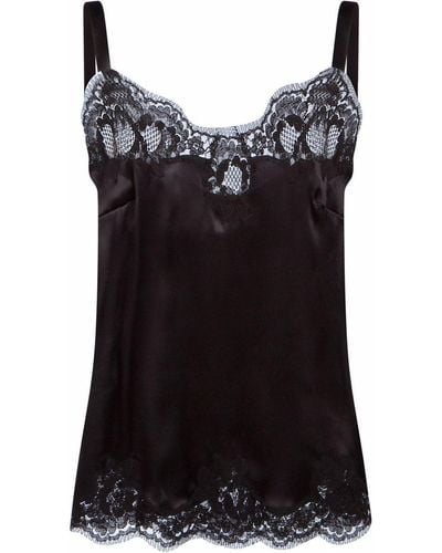 Dolce & Gabbana Lace-detail Satin Camisole Top - Black