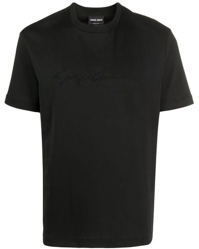 Giorgio Armani エンブロイダリーロゴ Tシャツ - ブラック