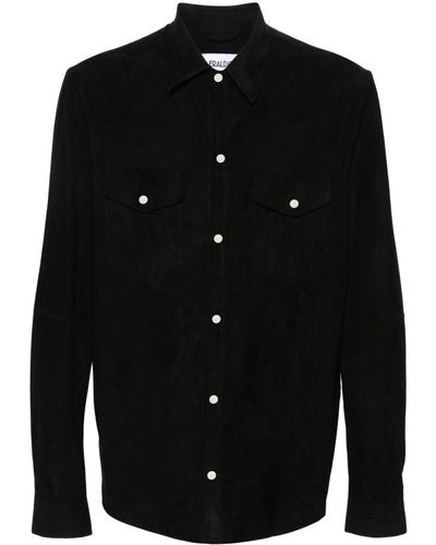 Eraldo Classic-collar Suede Shirt - Black