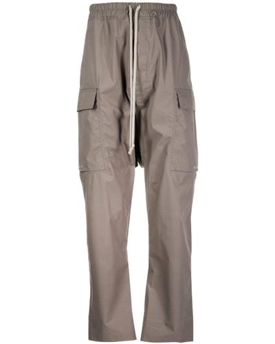 Rick Owens Drawstring-waist cotton cargo trousers - Gris