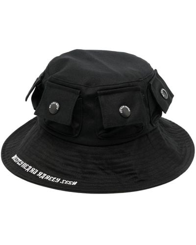 Mostly Heard Rarely Seen Logo-embroidery Cotton Bucket Hat - Black
